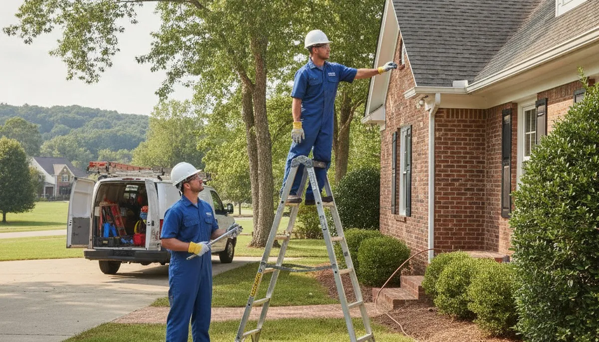 Plumbing repair technician servicing pipes in Nashville, TN for a local plumbing business