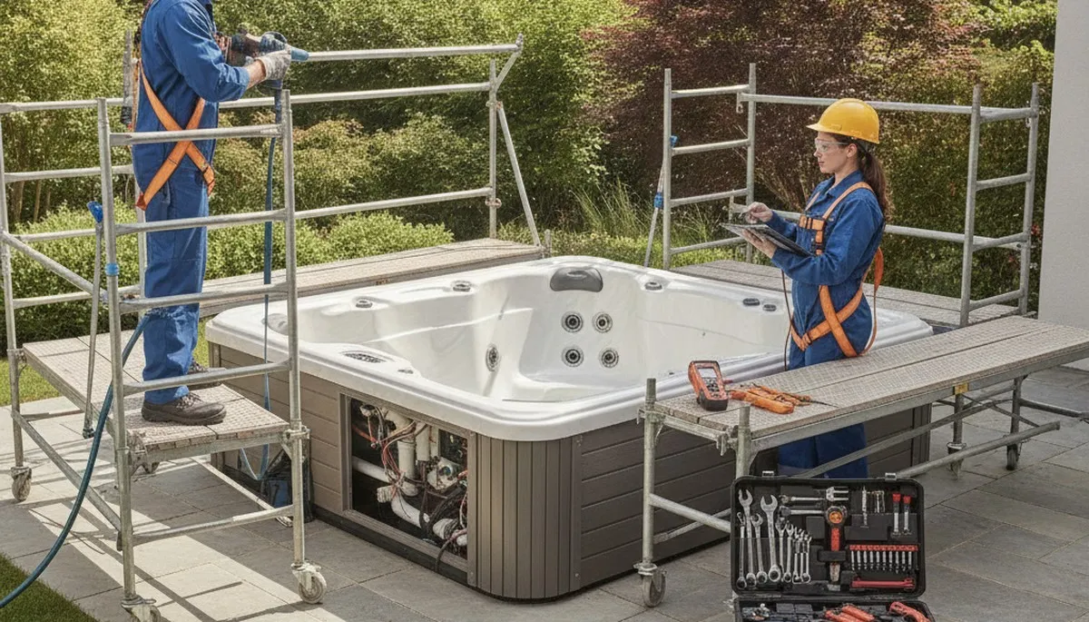 Nashville, TN plumber repairing a home spa for reliable plumbing service